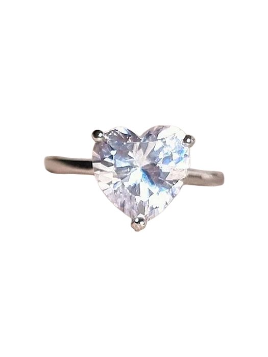 Anel Solitário Prata925 Coração