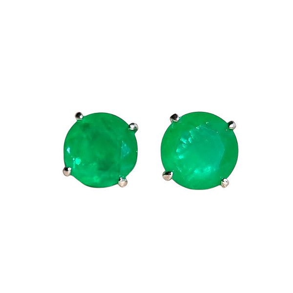Brinco Ponto de Luz Ball Esmeralda 10mm Prata925