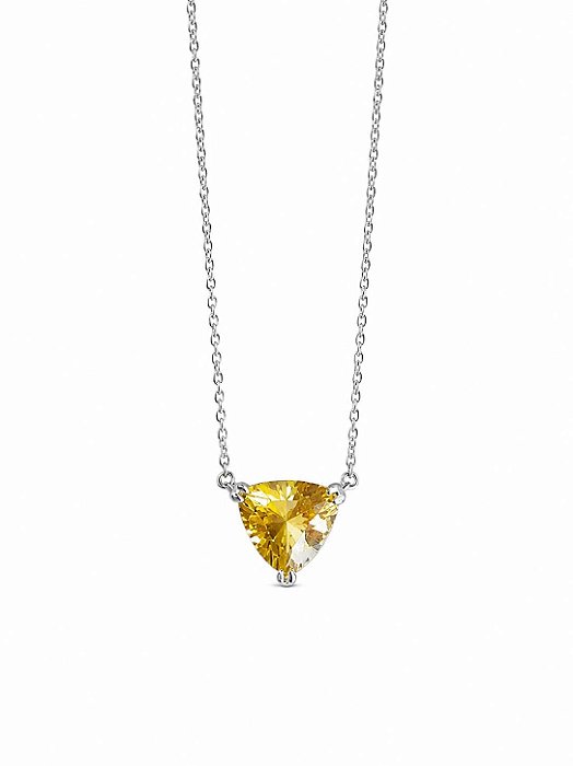 Colar Prata925 Citrino Triangular 8mm