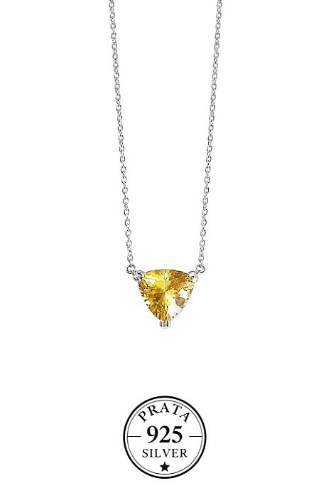 Colar Prata925 Citrino Triangular 8mm