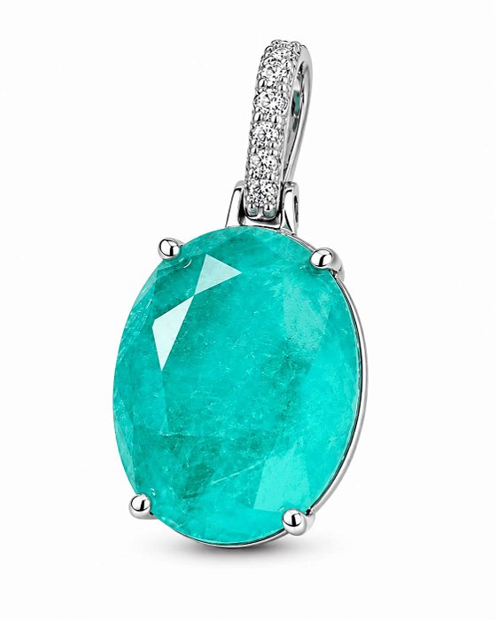 Pingente Prata925 Oval Turmalina Cravejado