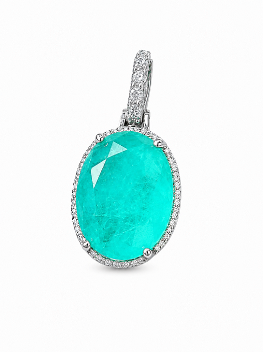 Pingente Prata925 Oval Turmalina Cravejado
