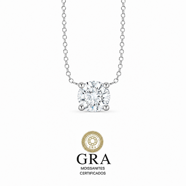 Colar Moissanite Ponto de Luz Prata925 6mm