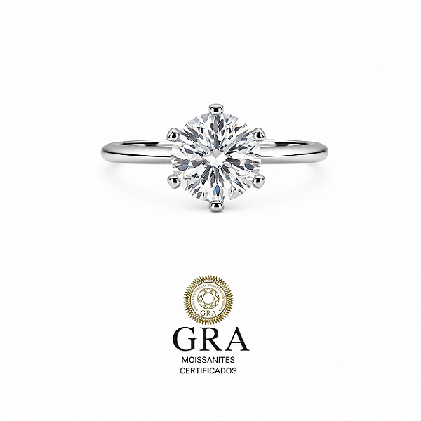Anel Solitário Moissanite Prata925 10mm