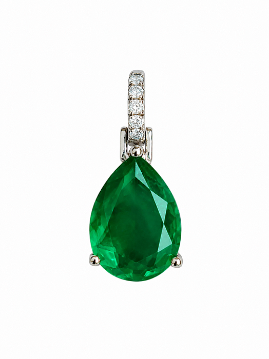 Pingente Prata925 Gota Esmeralda