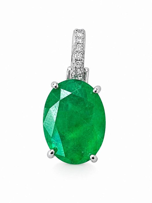Pingente Prata925 Oval Esmeralda