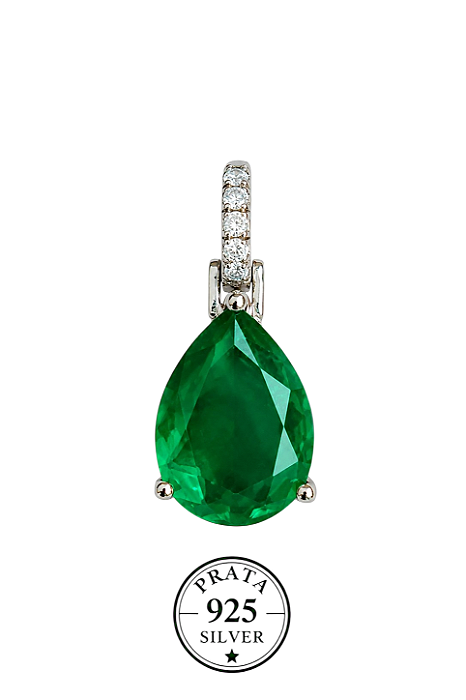 Pingente Prata925 Gota Esmeralda