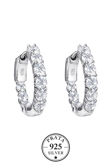 Brinco Argola Fine Prata925 4garras