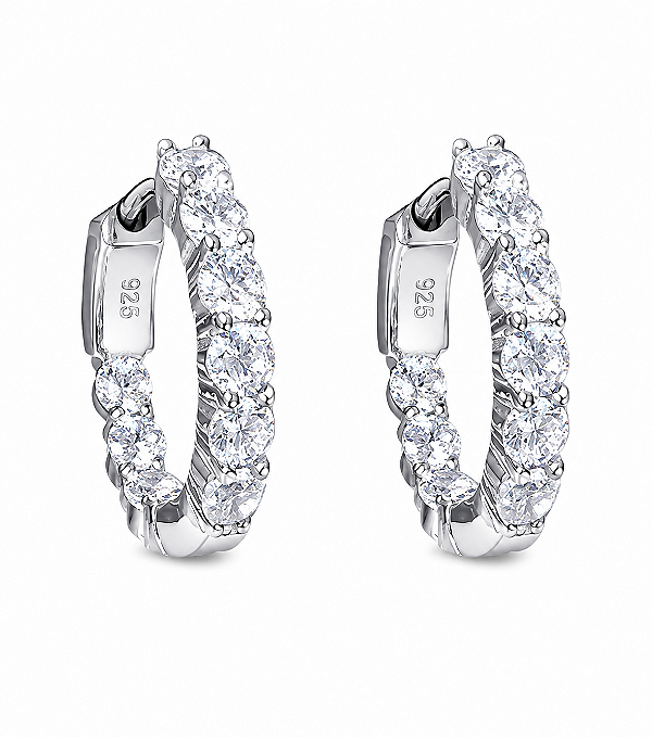 Brinco Argola Fine Prata925 4garras