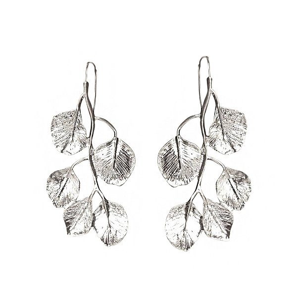 Brinco Ramo Texturizado Rodio