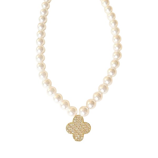 Colar Trevo Pérolas