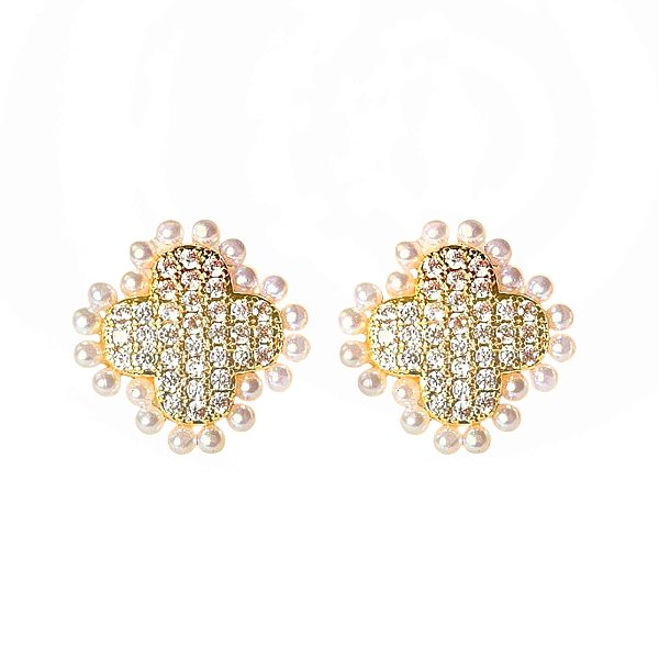 Brinco Trevo Pérolas