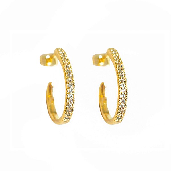 Brinco Meia Argolinha Cravejada