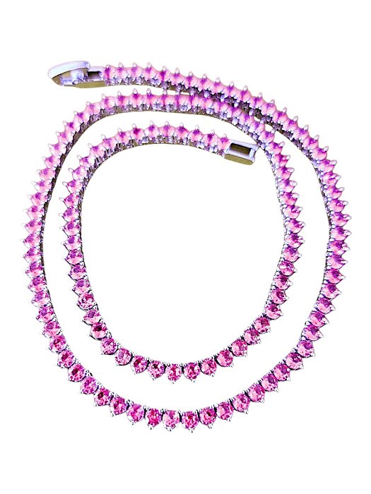 Colar Riviera 3garras Fucsia