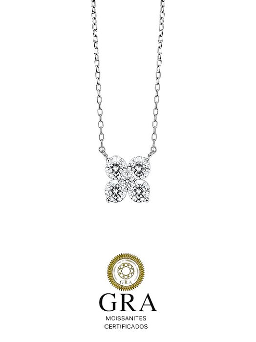 Colar Moissanite Trevo Prata925