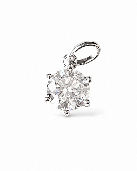 Pingente Moissanite 6,5mm Prata925