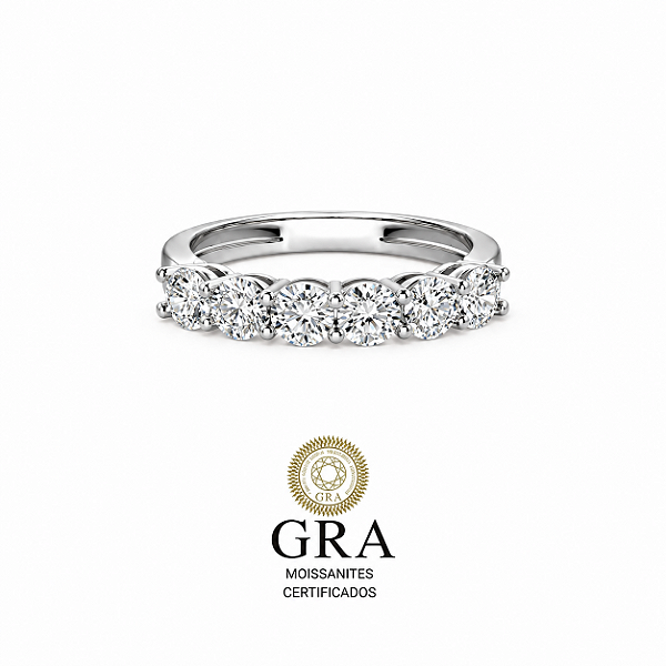 Anel Moissanite Meia Aliança 3mm Prata925