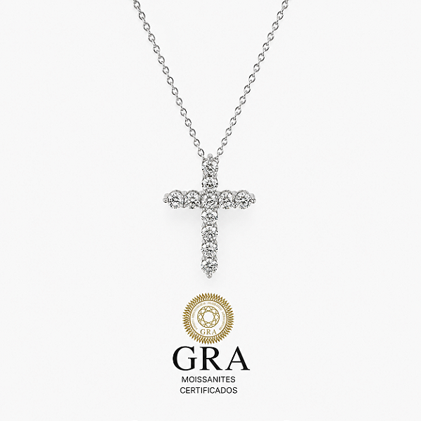 Colar Moissanite Cruz Prata925