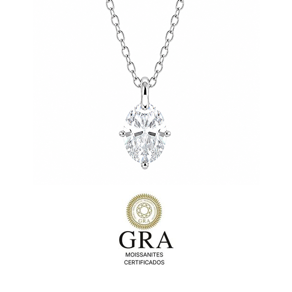 Colar Moissanite Oval Prata925 7mm
