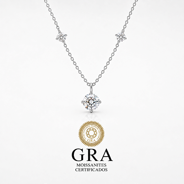 Colar Moissanite 3Pontos de Luz Prata925