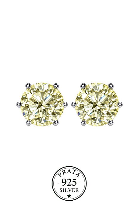 Brinco Ponto de Luz Ball Yellow Fancy 10mm Prata925