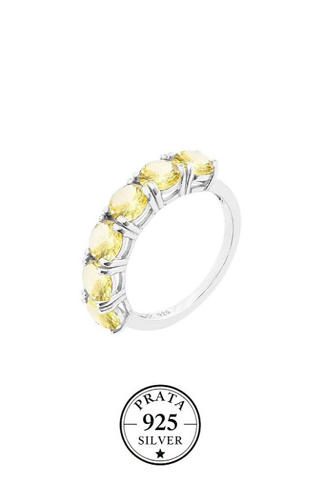 Anel Meia Aliança Yellow Fancy 5mm Prata925