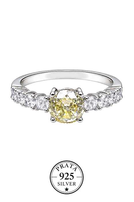 Anel Aparador de aliança Yellow Fancy Prata925