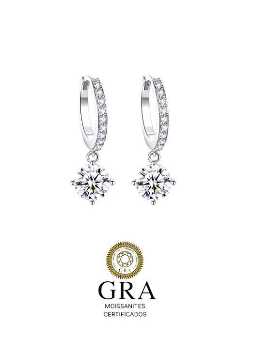 Brinco Argolinha Moissanite Ponto de Luz 5mm Prata925