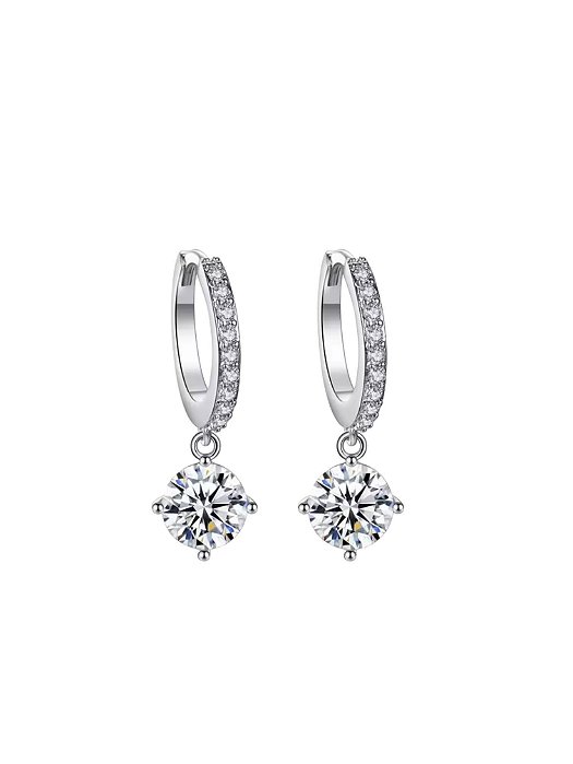 Brinco Argolinha Moissanite Ponto de Luz 5mm Prata925