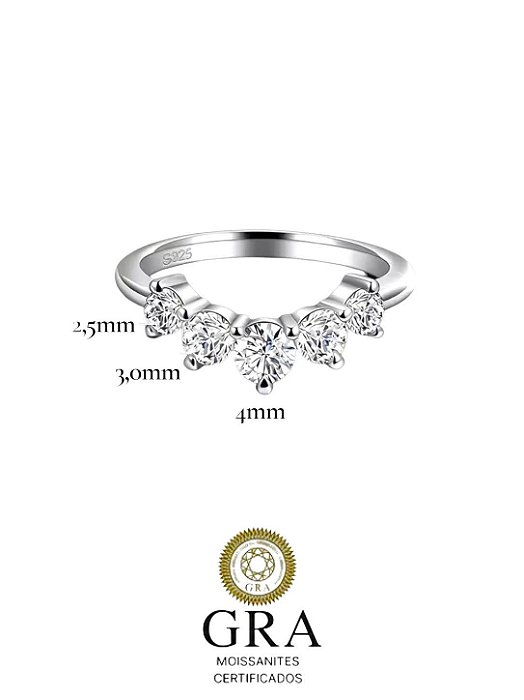 Anel Aparador Moissanite Curves Prata925
