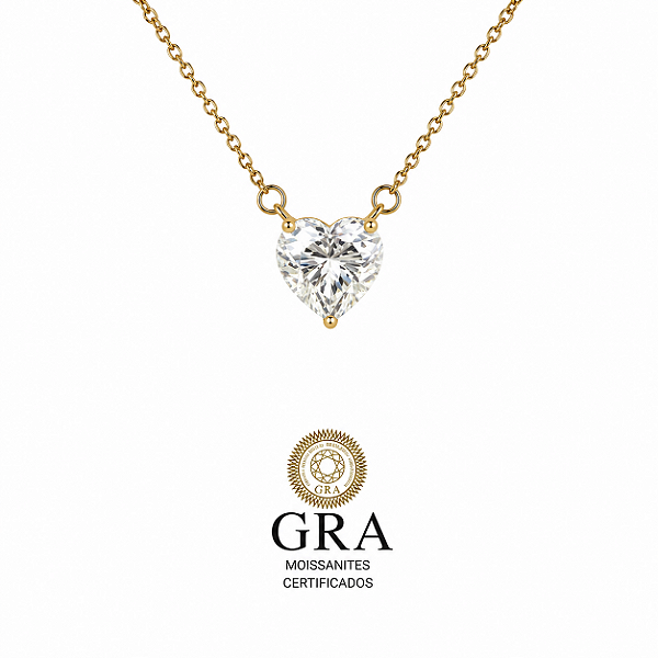 Colar Moissanite Coração Gold