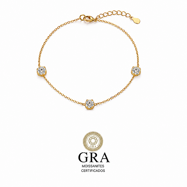 Pulseira Moissanite Trio Gold