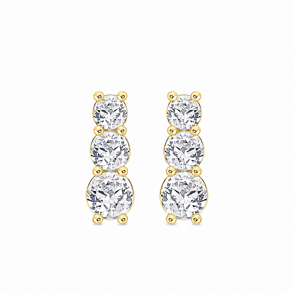Brinco Moissanite Trio Gold Prata925