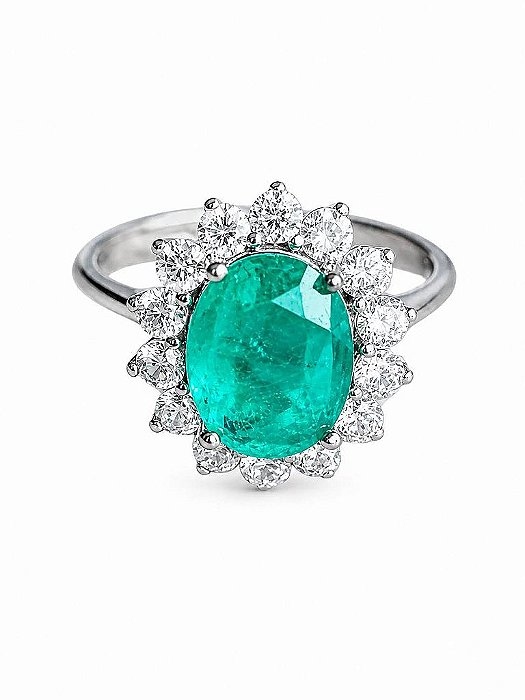Anel Prata925 Oval Turmalina Cravejado