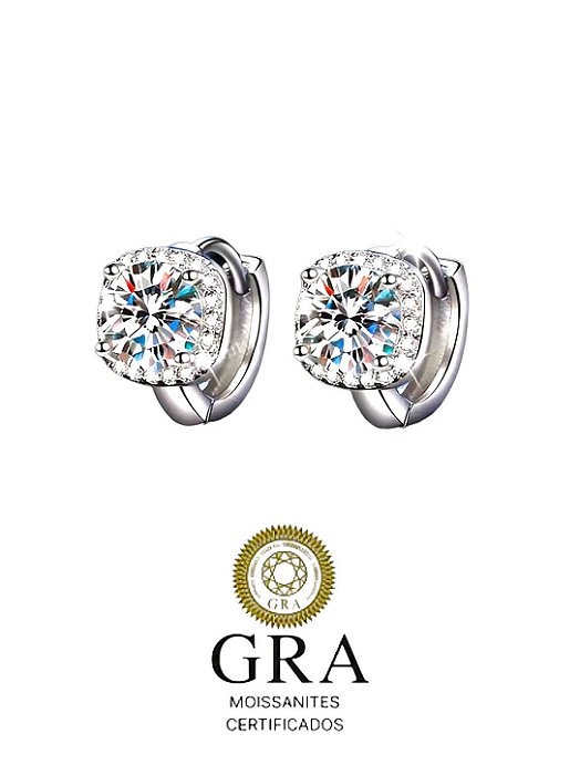 Brinco Moissanite Argola Ponto Cravejado Prata925