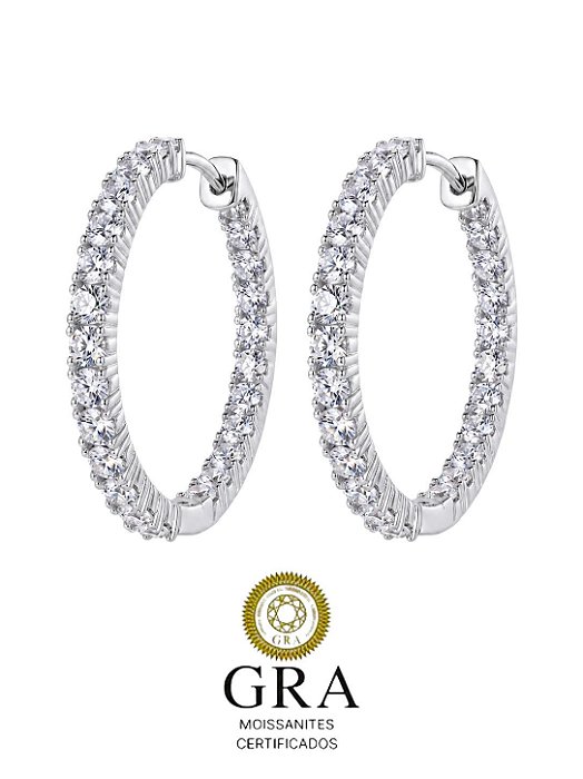 Brinco Argola Gran Moissanite Prata925