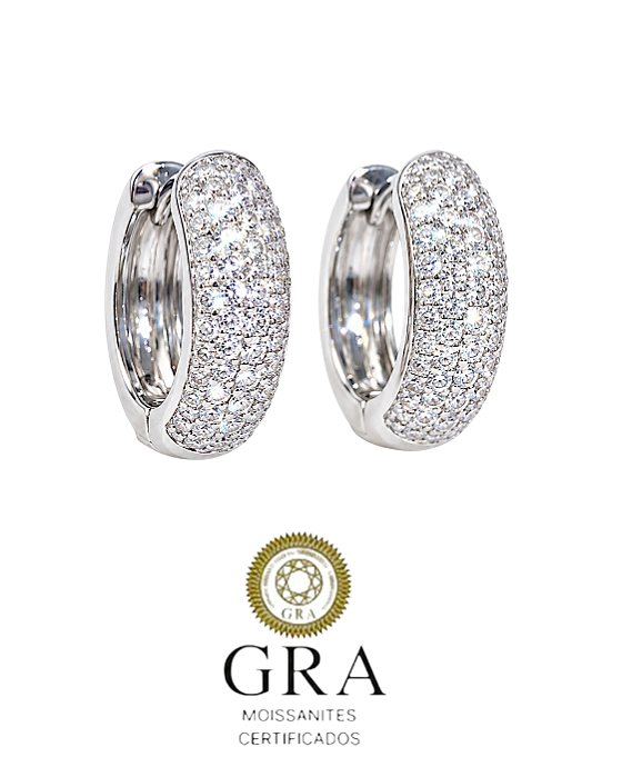 Brinco Argola Moissanite Microcravejada Prata925