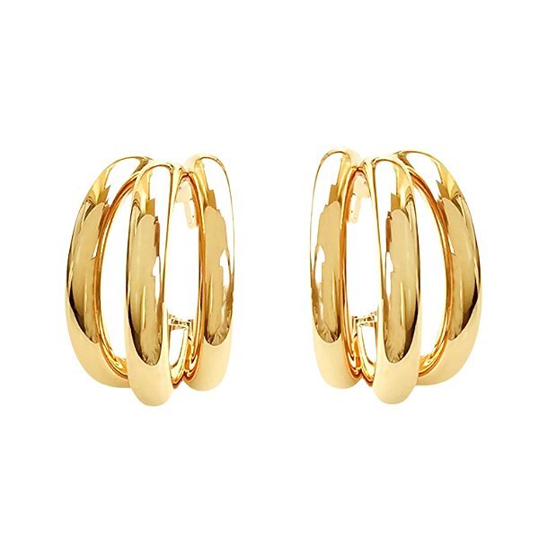 Brinco Argola Midi Tripla Gold Mistic