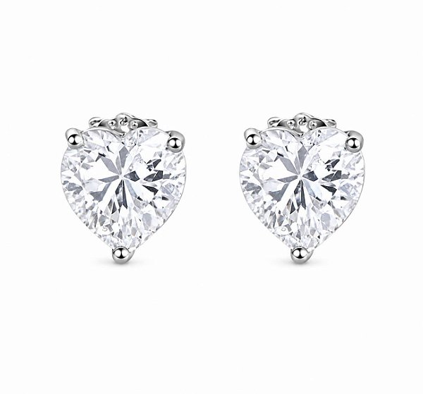 Brinco Moissanite Coração 7mm Prata925