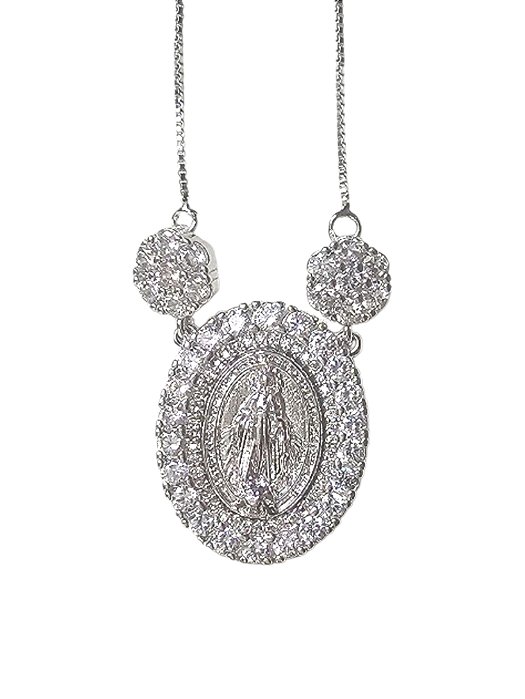 Colar Nossa Senhora Cravejada Silver