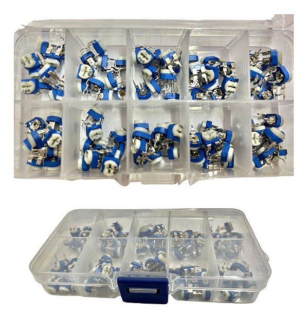 Kit Jogo Cjto Com 100 Potenciometros Rm065 500 Ohm-1m Ohm