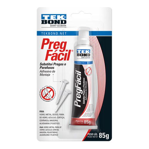 Cola Preg Fácil Tek Bond 85gr Substitui Pregos E Parafusos