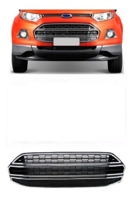 Grade Parachoque Ecosport 13 A 16 Central  Com Friso Cromado