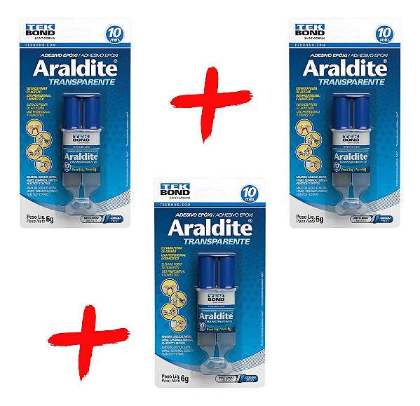 3x Cola Adesivo Araldite Epoxi Transparente 6g Seringa