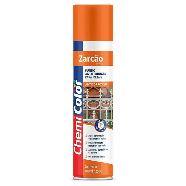 Spray Fundo Antiferrugem Para Metais Zarcão Chemicolor 400ml