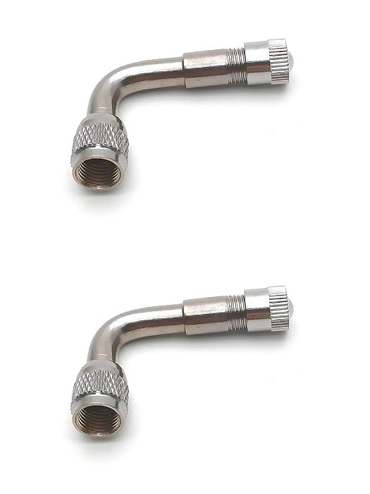 2X Extensor Válvula Bico Pneu 90 Graus Bike Moto Adaptador