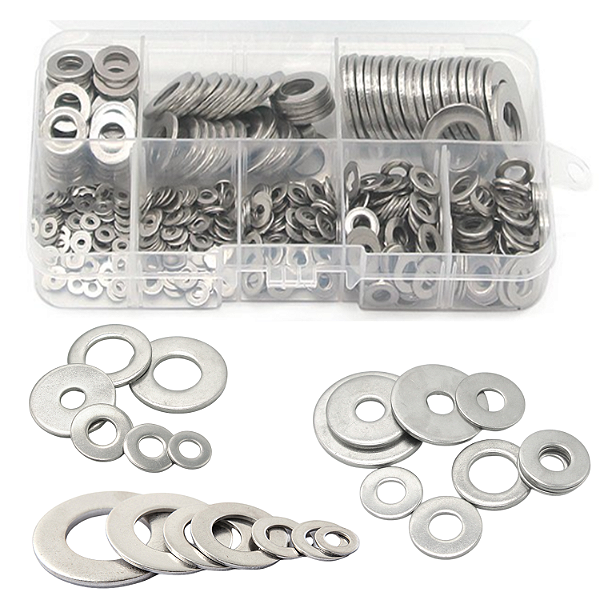 KIT 550 ARRUELAS PLANAS AÇO INOX M2 M2.5 M3 M4 M5 M6 M8 M10