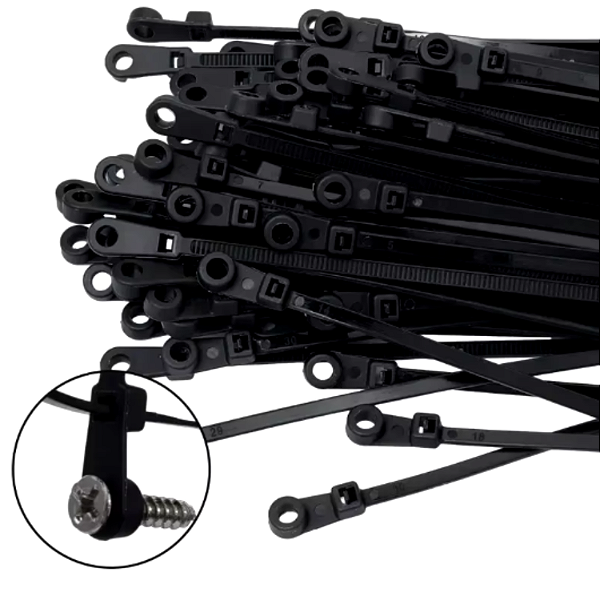 KIT 100 ABRAÇADEIRAS DE NYLON P/ PARAFUSO FIXADOR 4MMX15CM