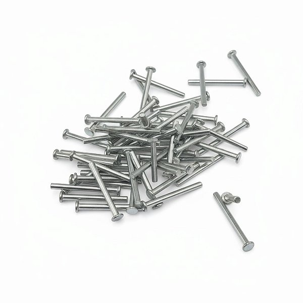 KIT 50 REBITES MACIÇOS EM ALUMINIO M3 30MM CABEÇA CHATA