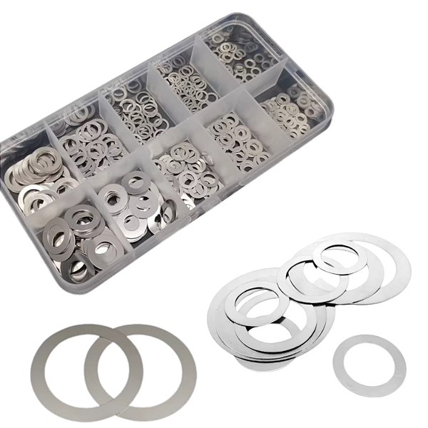 KIT 500 ARRUELAS ULTRA FINAS PLANA 0,2MM INOX m3 m4 m5 m6 m8